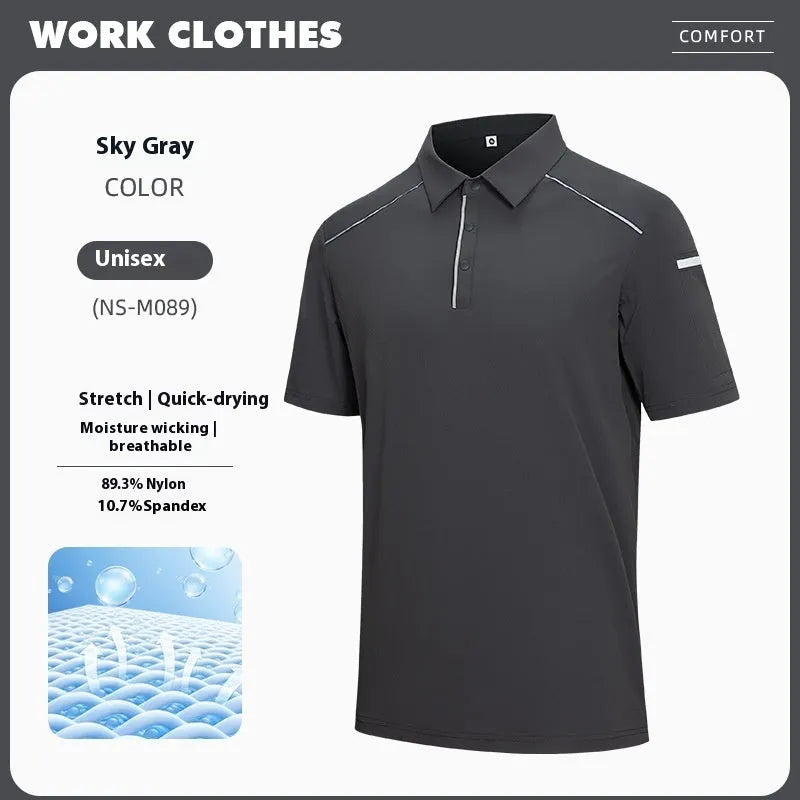 Quick-drying breathable polo shirt in solid colour with short sleeves and regular fit