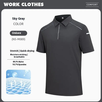 Quick-drying breathable polo shirt in solid colour with short sleeves and regular fit