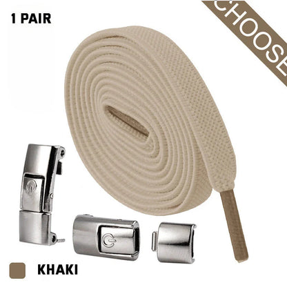 No-Tie Slip-On Sneaker Shoelaces in a variety of colors, including white, blue, pink, and more.