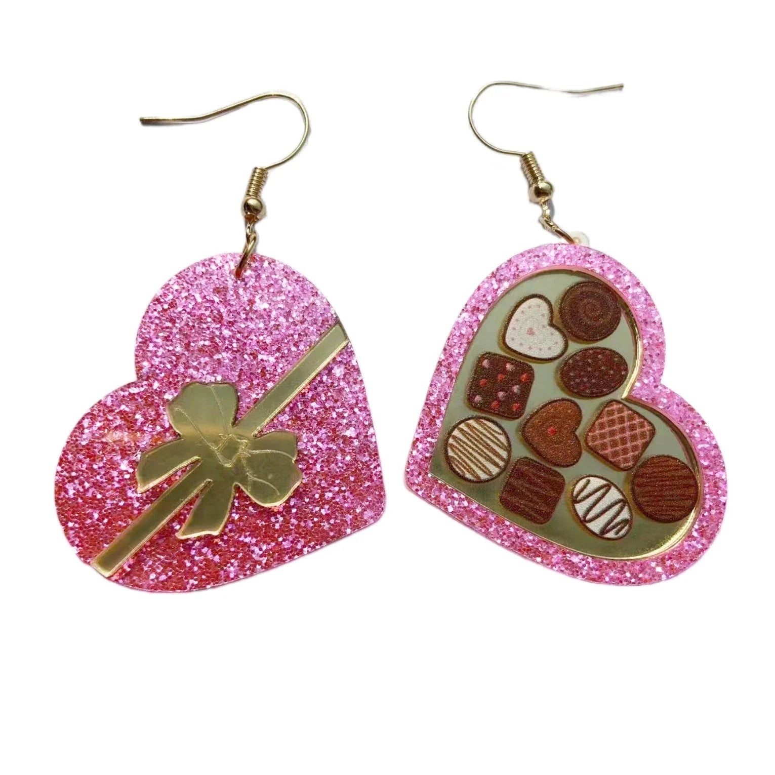 Romantic Valentine's Day Heart Earrings with Melt-Worthy Ice Cream Design in Vibrant Colors