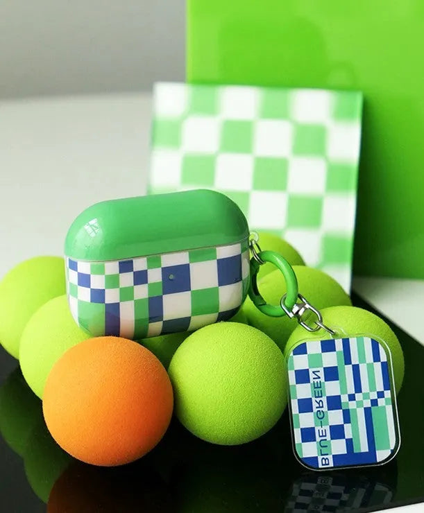 Green grid soft TPU earphone cover for Apple AirPods 1, 2 and AirPods Pro
