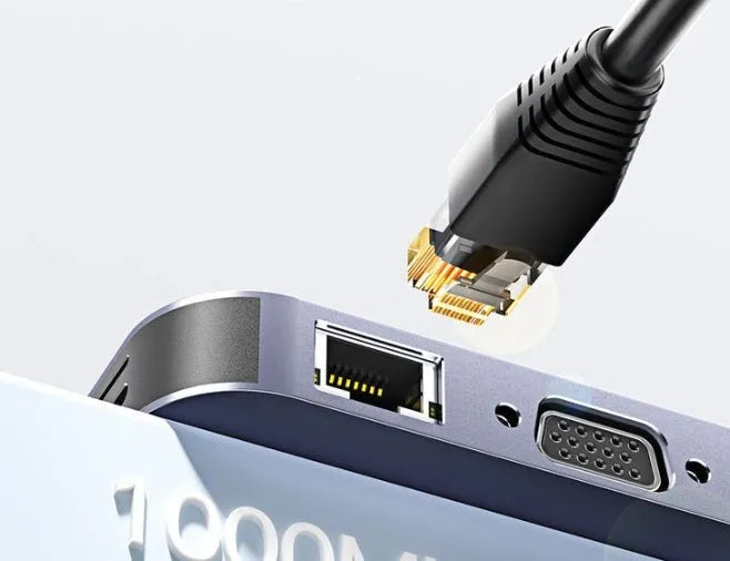 11-in-1 USB-C expansion dock with Gigabit Ethernet port and 20cm cable showing multiple connection interfaces