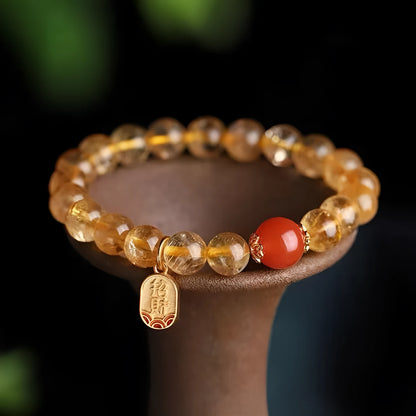 Polished red agate bead bracelet showing 6mm, 8mm, and 10mm size options.