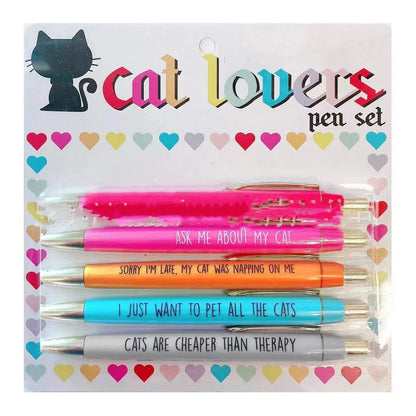 Coloured automatic pen marker set with push action mechanism and animal-themed designs