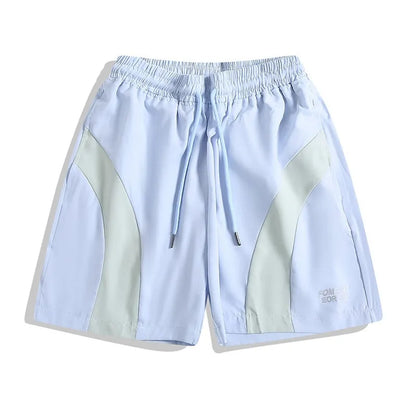 Loose-fit black sports shorts with elastic waistband and straight-leg cut for athletic wear
