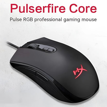 Pulse RGB wired gaming mouse in black colour with USB cable and RGB lighting