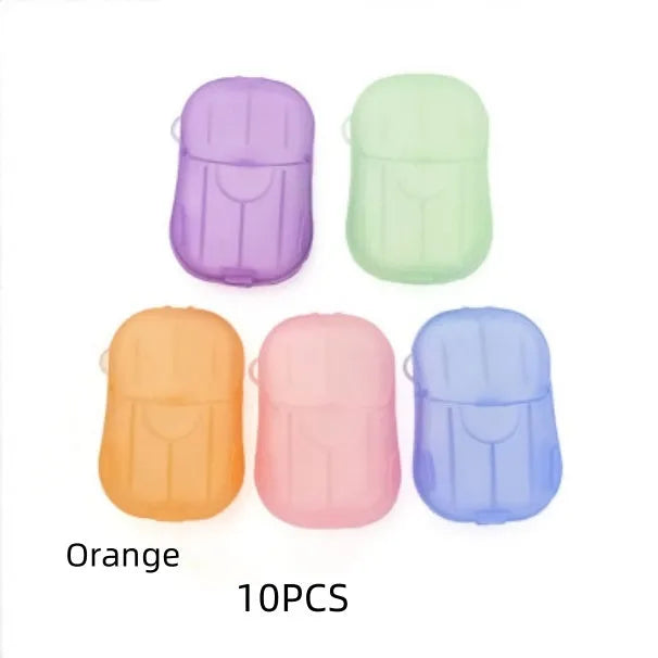 Disposable hand soap paper sheets showing 3.6x5.6cm size and multiple colour options