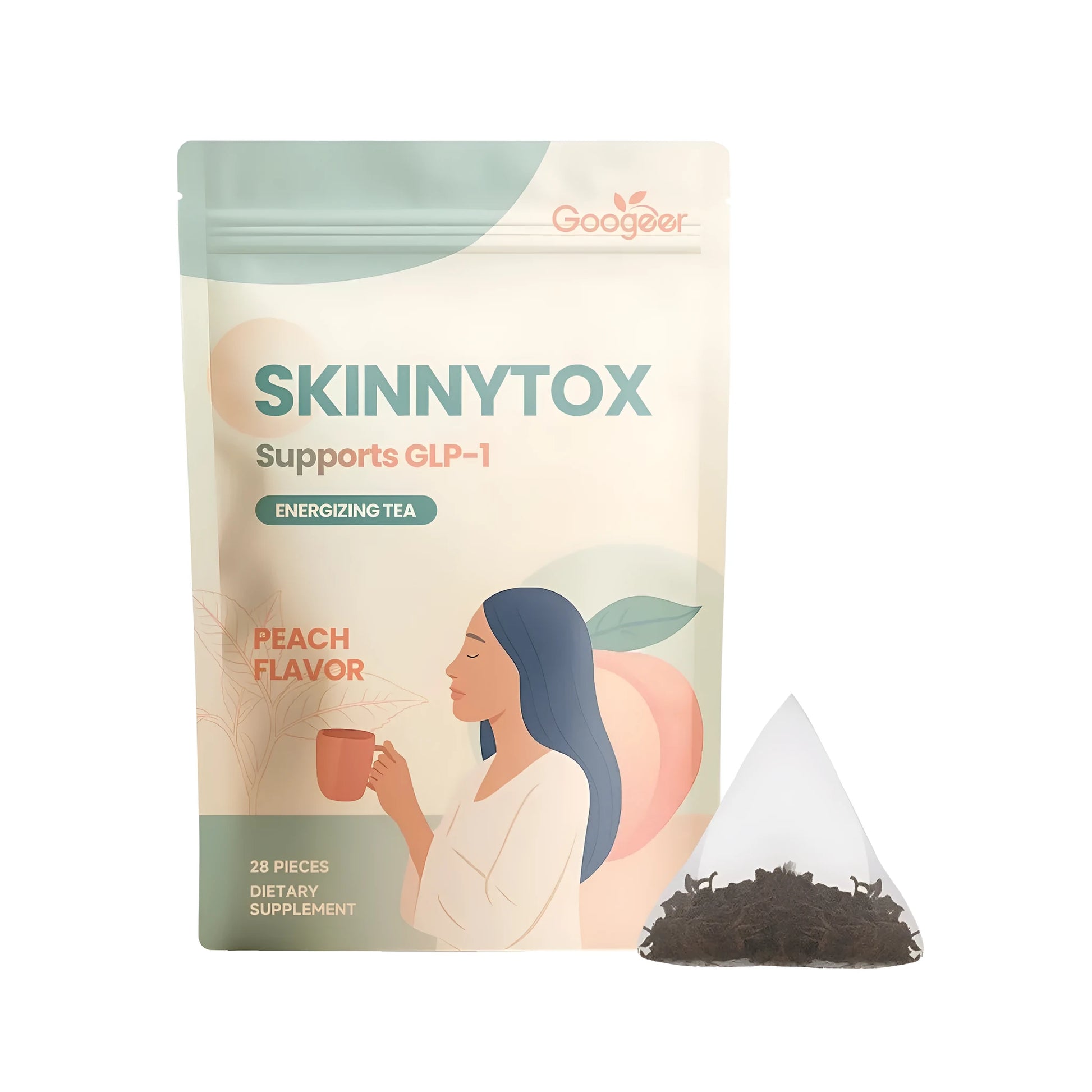 28-piece pack of Energy Slimming Tea bags with peach extract and oolong tea for weight management