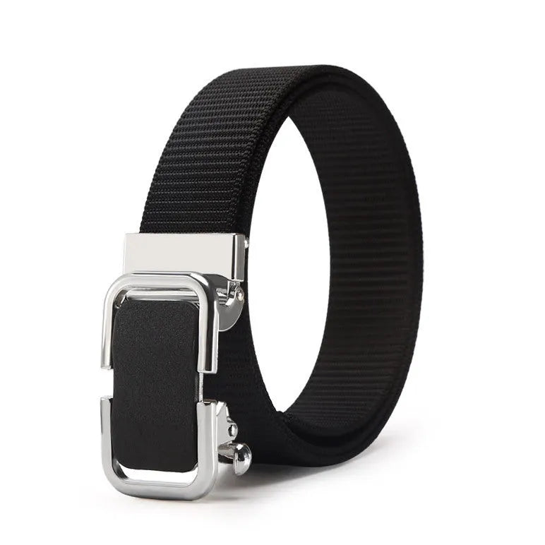 Men's toothless nylon canvas belt with an alloy buckle shown in Army Green colour, length 120cm.