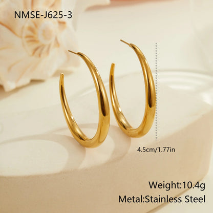 Titanium steel geometric round hoop earrings with 18K gold plating available in large and small sizes