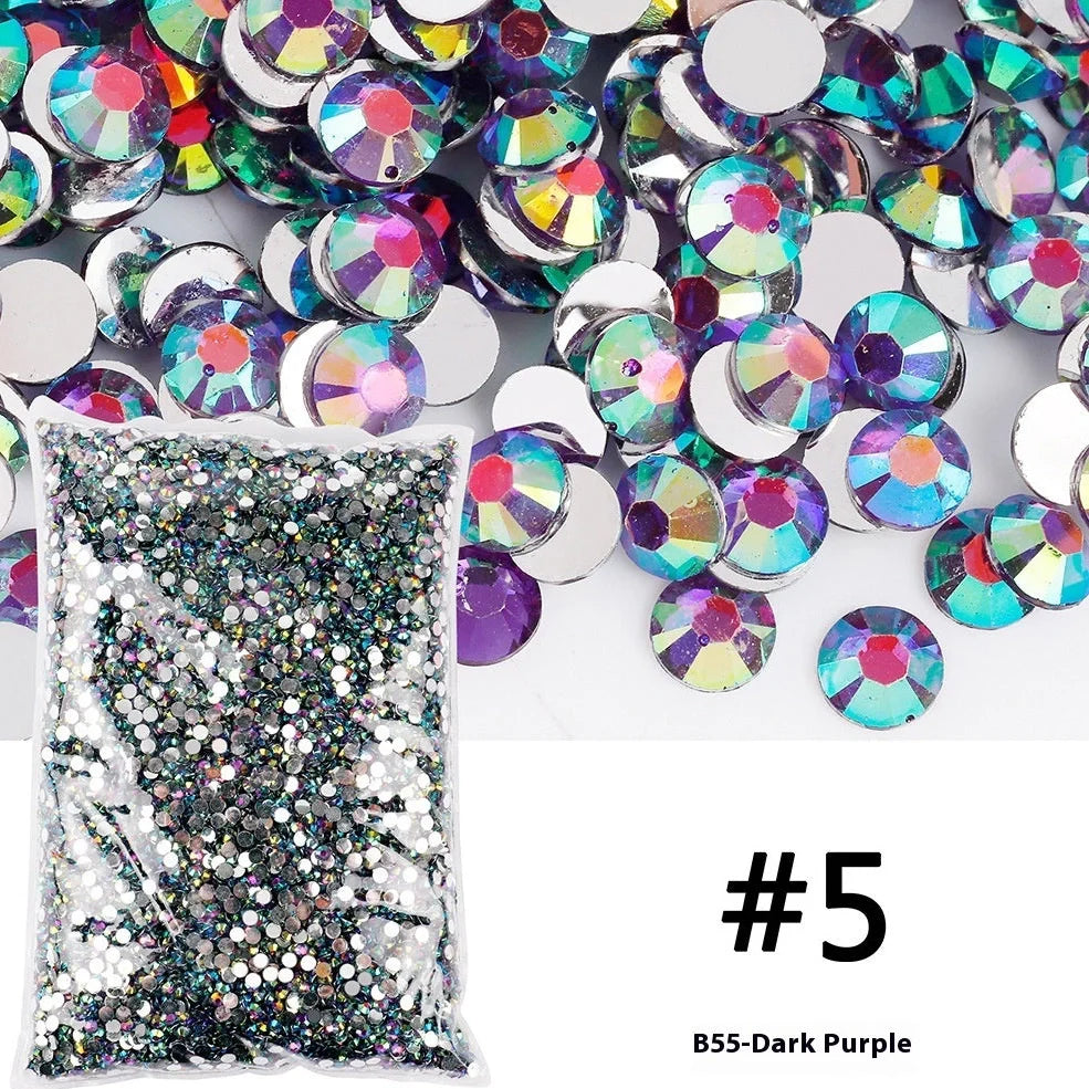 Resin flat magic colour nail rhinestones with eight-mesh pattern in assorted colours and sizes for nail art decoration