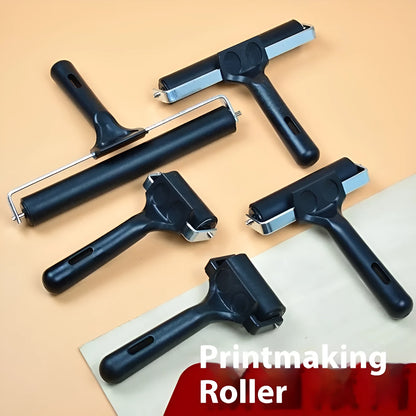 6cm black rubber paint roller with metal bracket for smooth paint application