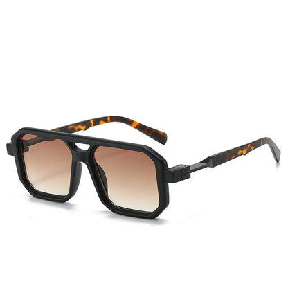 Retro style pilot sunglasses with a double beam metal frame and grey tinted lenses.