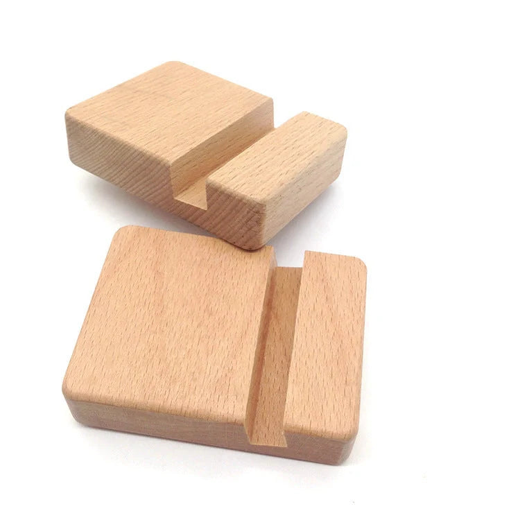 Custom beech wood lazy phone holder with various designs for hands-free convenience