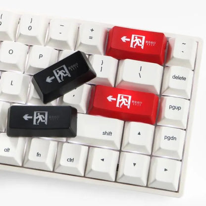 Transparent keyboard key cap with safety evacuation exit symbol design