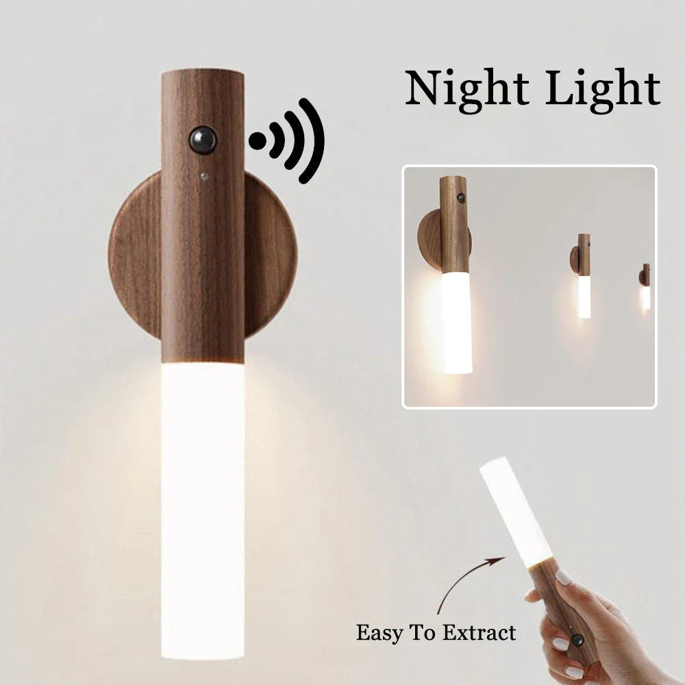 Versatile USB-powered magnetic night light with motion sensor for illuminating hallways, closets, and cabinets