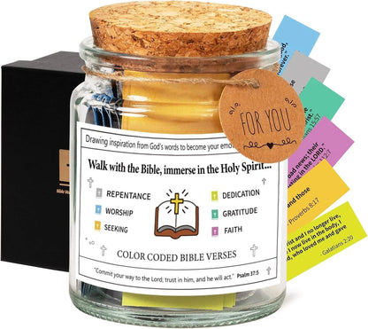 Bible Verses In A Jar glass container with cartoon design and 90 scripture verses