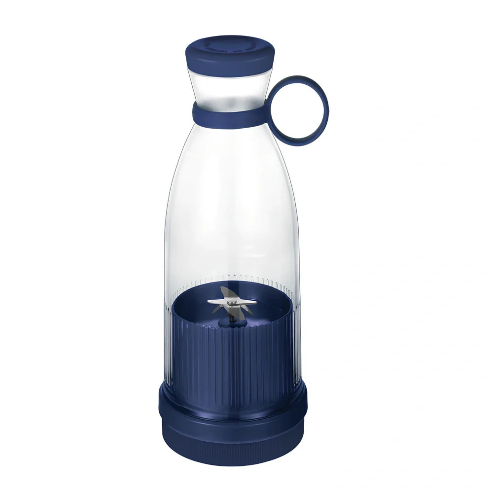 Mini portable juicer in blue, green, or pink with 380ml capacity and USB charging cable