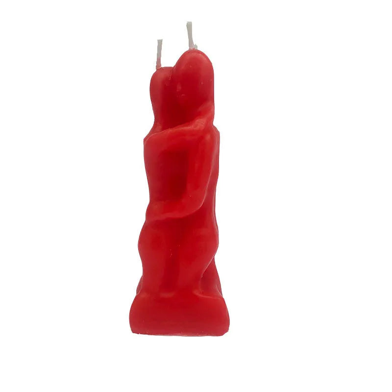 Small red couple hug shaped paraffin wax candle for romantic home decoration