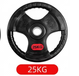 Three-hole rubber bag for gym weightlifting barbell, cast iron construction with rubber coating
