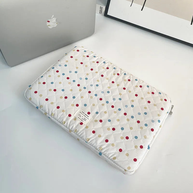 Women's polka dot laptop bag in three size options: 11 inches, 13/14 inches, and 15/15.6 inches.