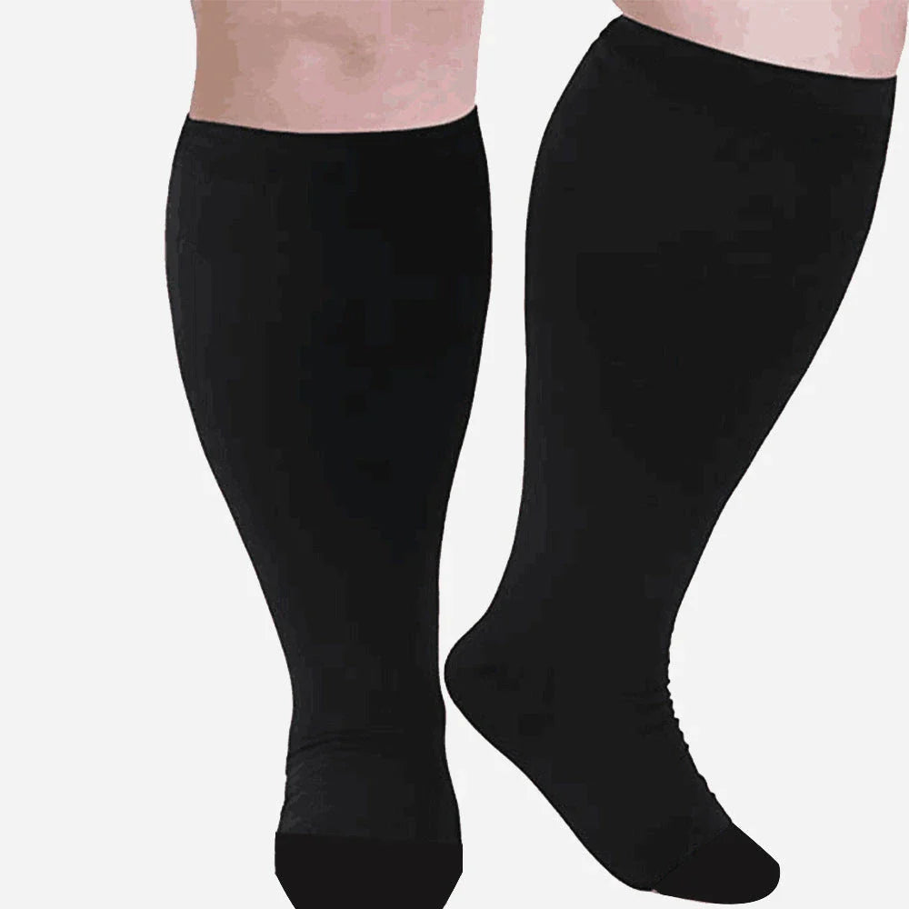 Premium plus size compression socks with breathable bamboo fibers, innovative compression technology, and stylish designs for active lifestyles