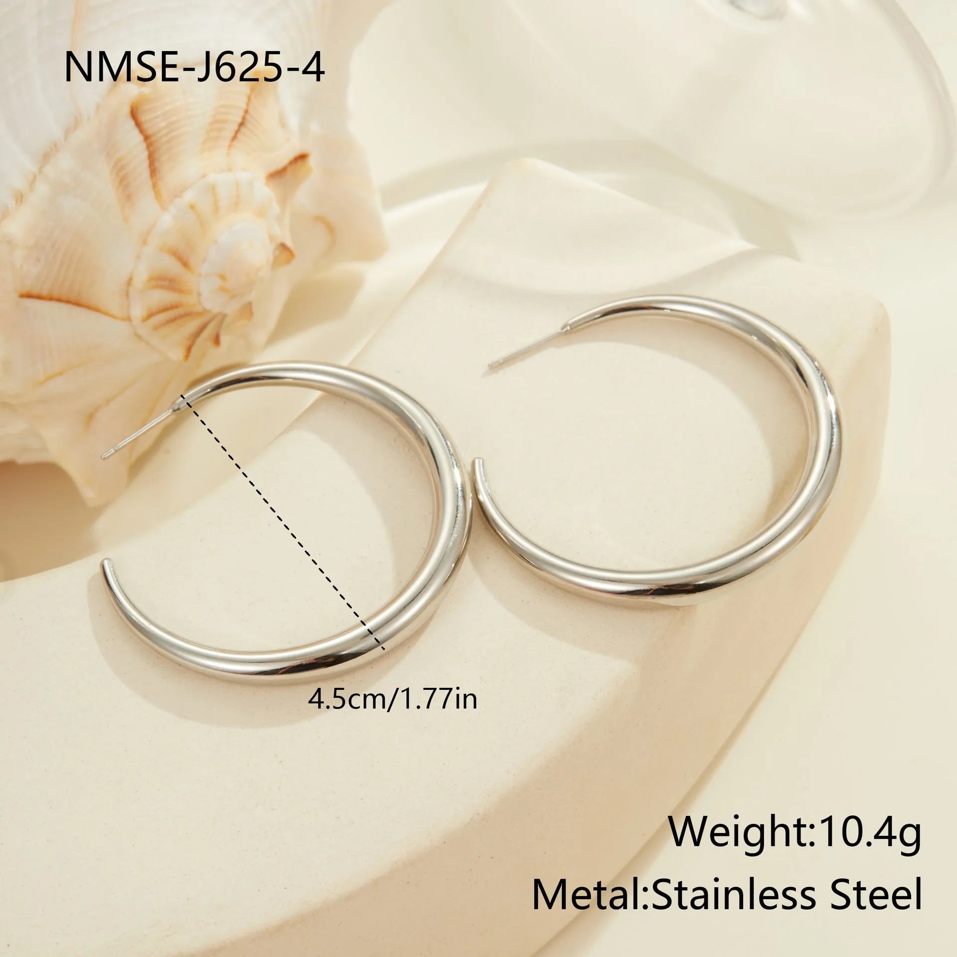 Titanium steel geometric round hoop earrings with 18K gold plating available in large and small sizes