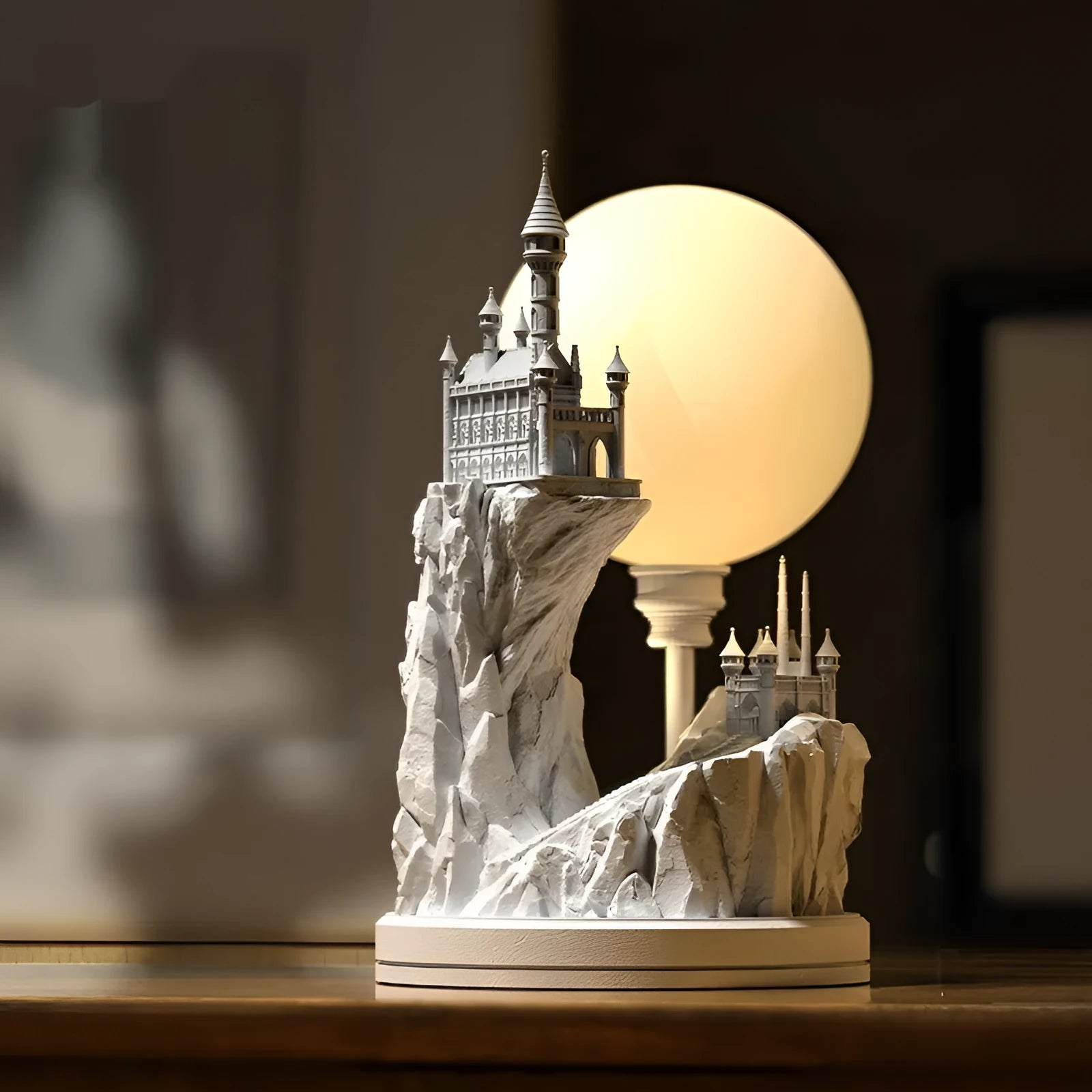 White composite gypsum table lamp with wire control switch for bedroom use