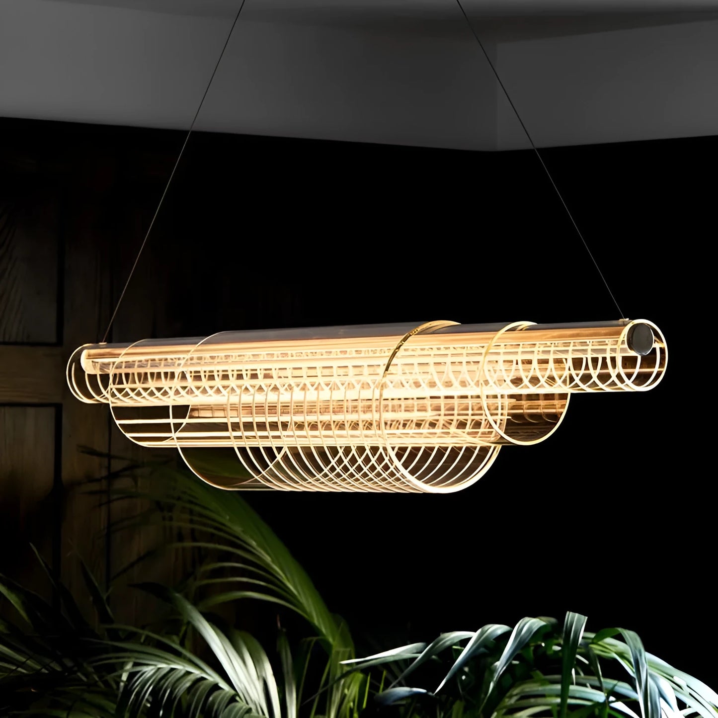 Modern glass pendant lamp with iron body for restaurant bar lighting in three size options