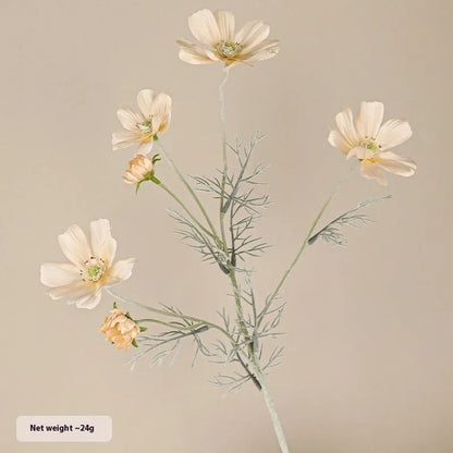 Small artificial Persian chrysanthemum bouquet in milky white colour with plastic stems and silk petals