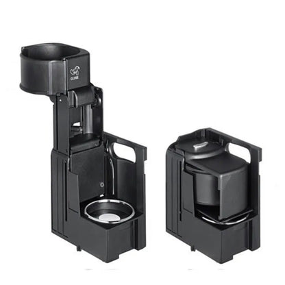 Black plastic Mercedes-Benz cup holder bracket replacement part number 2116800014