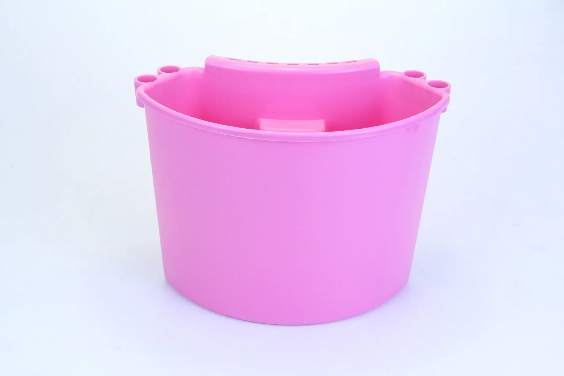 PP plastic car washing bucket shown in one of four colour options: black, red, blue, or pink.