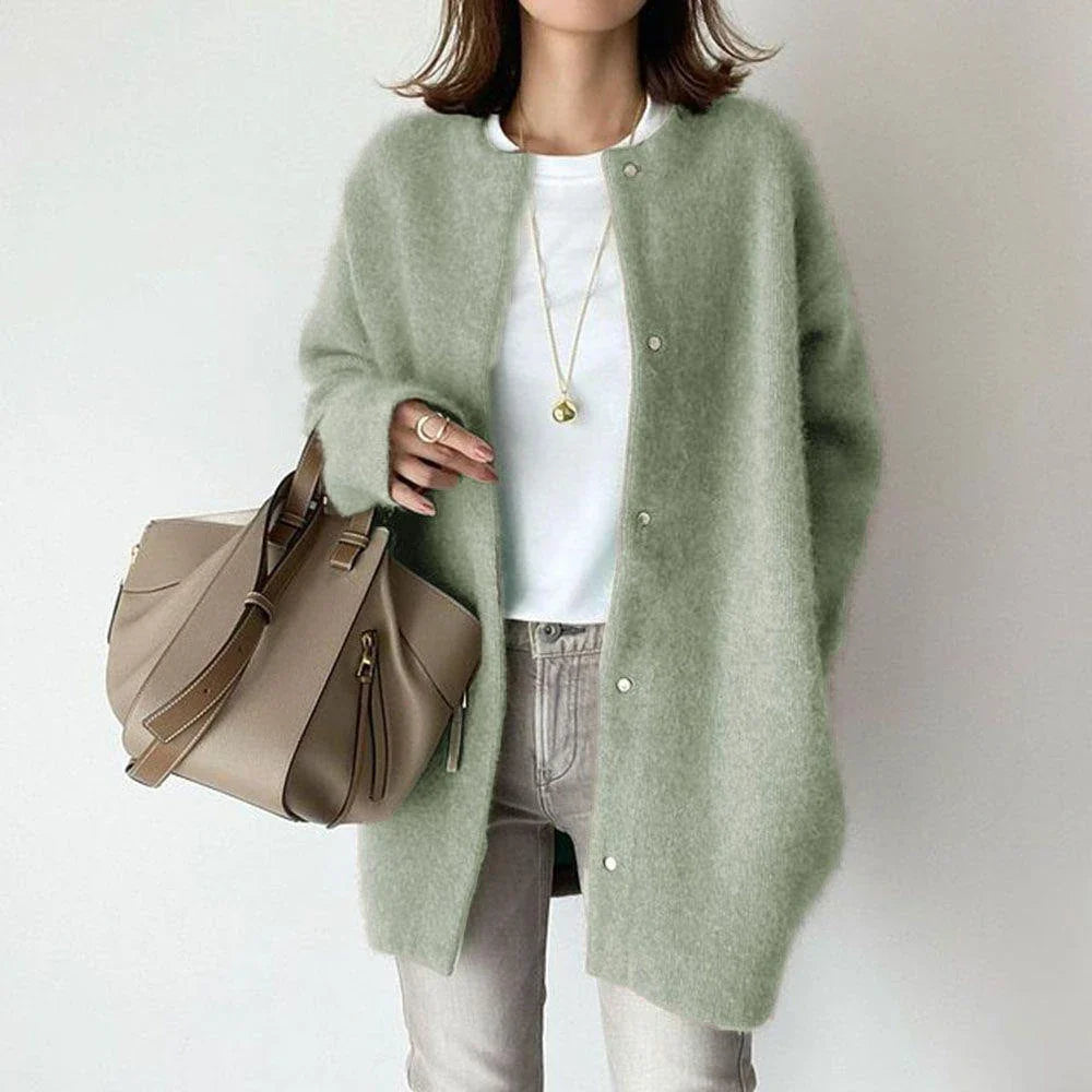 A stylish and cozy knit cardigan jacket in a variety of colors, perfect for autumn and winter wear
