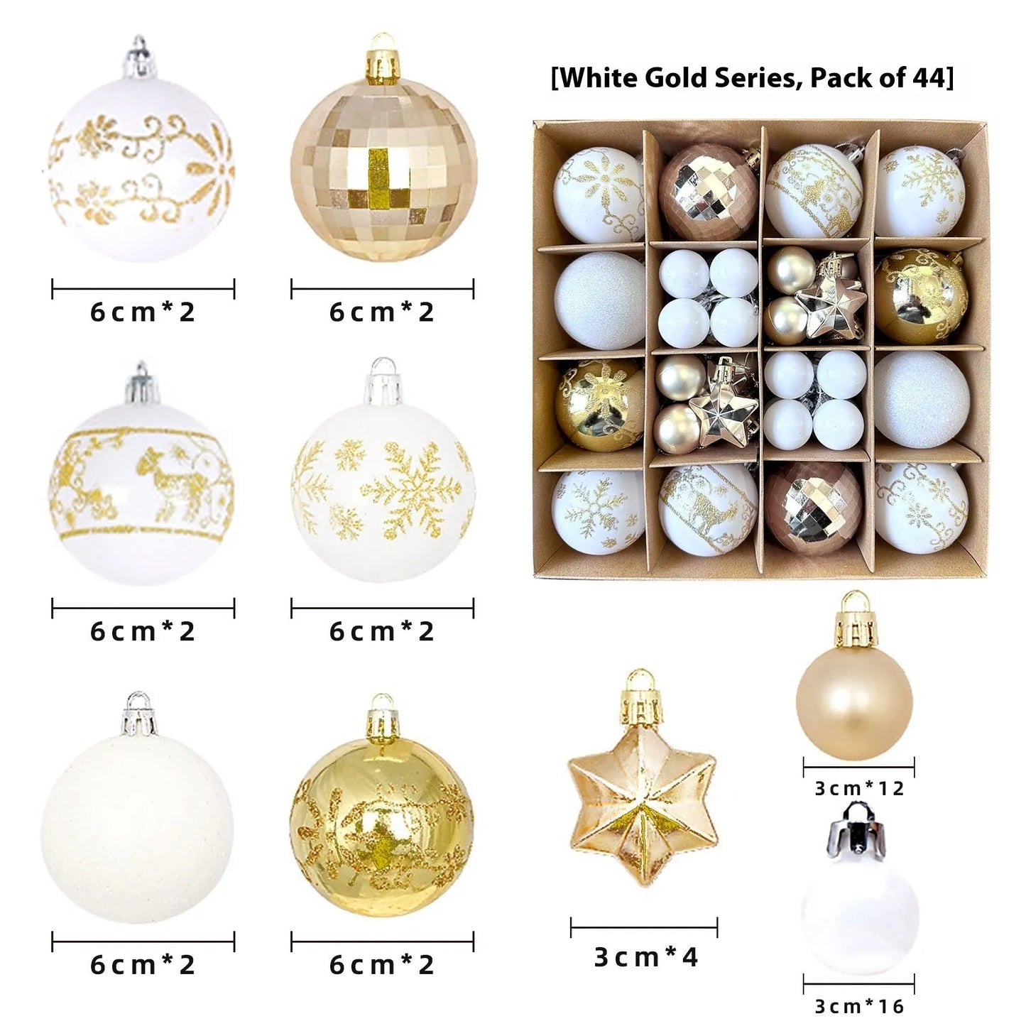 Christmas decoration pendant set with electroplated balls and painted gifts in cowhide presentation box