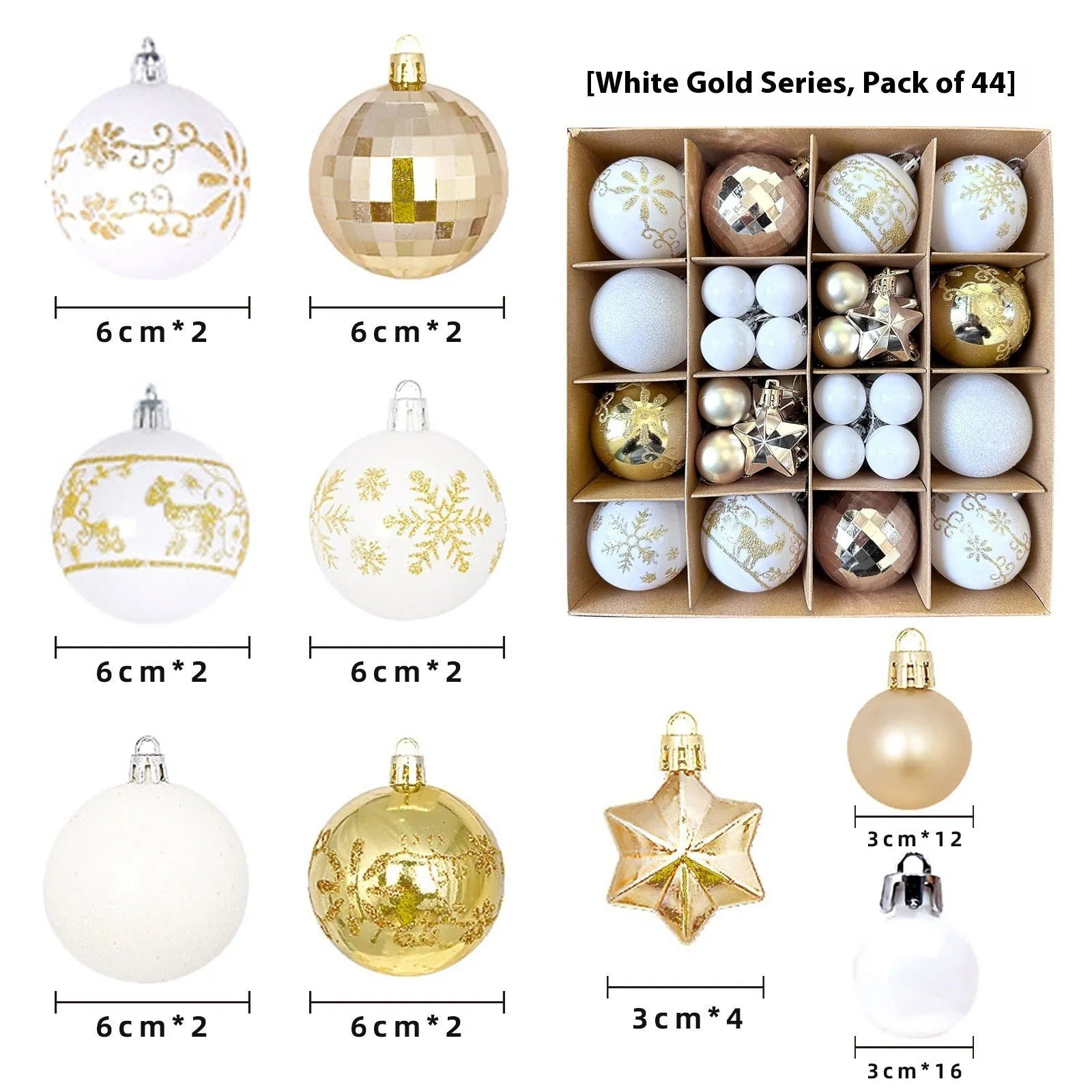 Christmas decoration pendant set with electroplated balls and painted gifts in cowhide presentation box