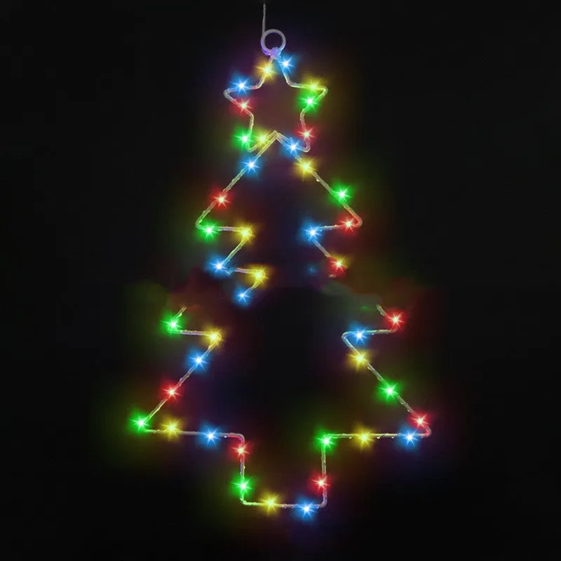 Wrought iron Christmas tree shaped LED garland lights with white birch colour and 40 LED beads