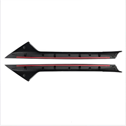 Black Ford front windscreen exterior trim panel set with part codes BB5Z-7803144-AA and BB5Z-7803145-AA.