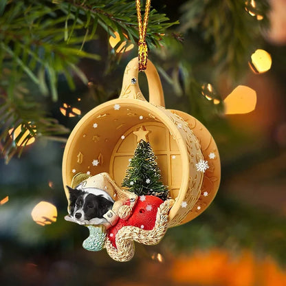 8cm clear acrylic sausage dog hanging ornament in colour variant 1, simple commemorative dachshund design for home decor