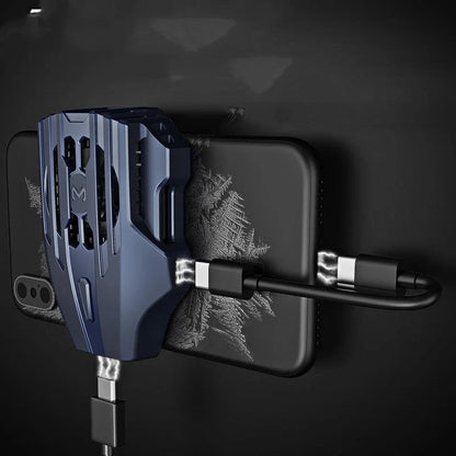 High-performance smartphone cooling device with cooling fin, ice pack, and ergonomic controls