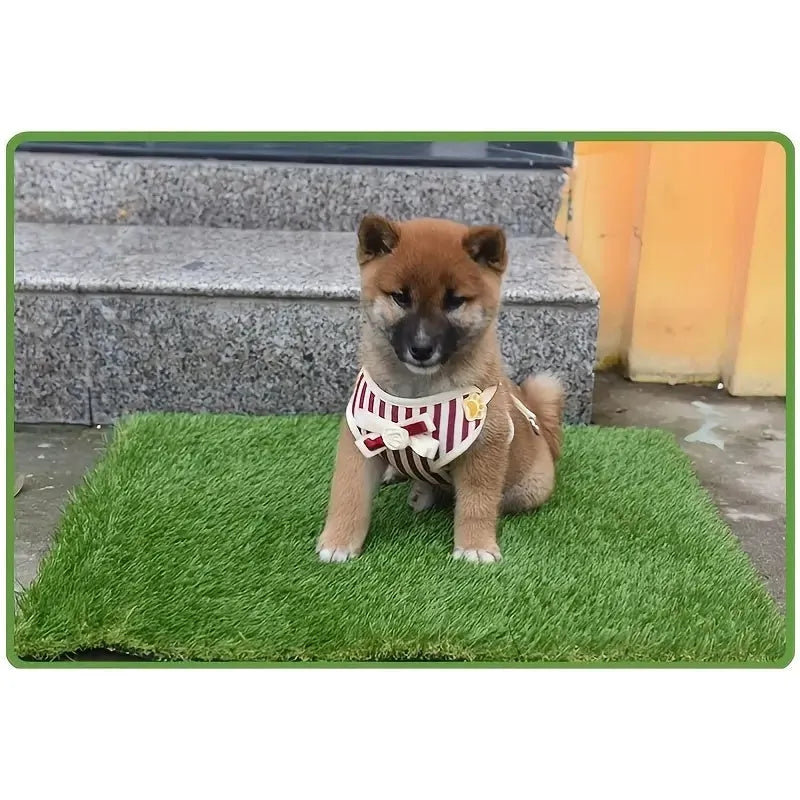 Artificial grass dog toilet training mat with drainage base tray