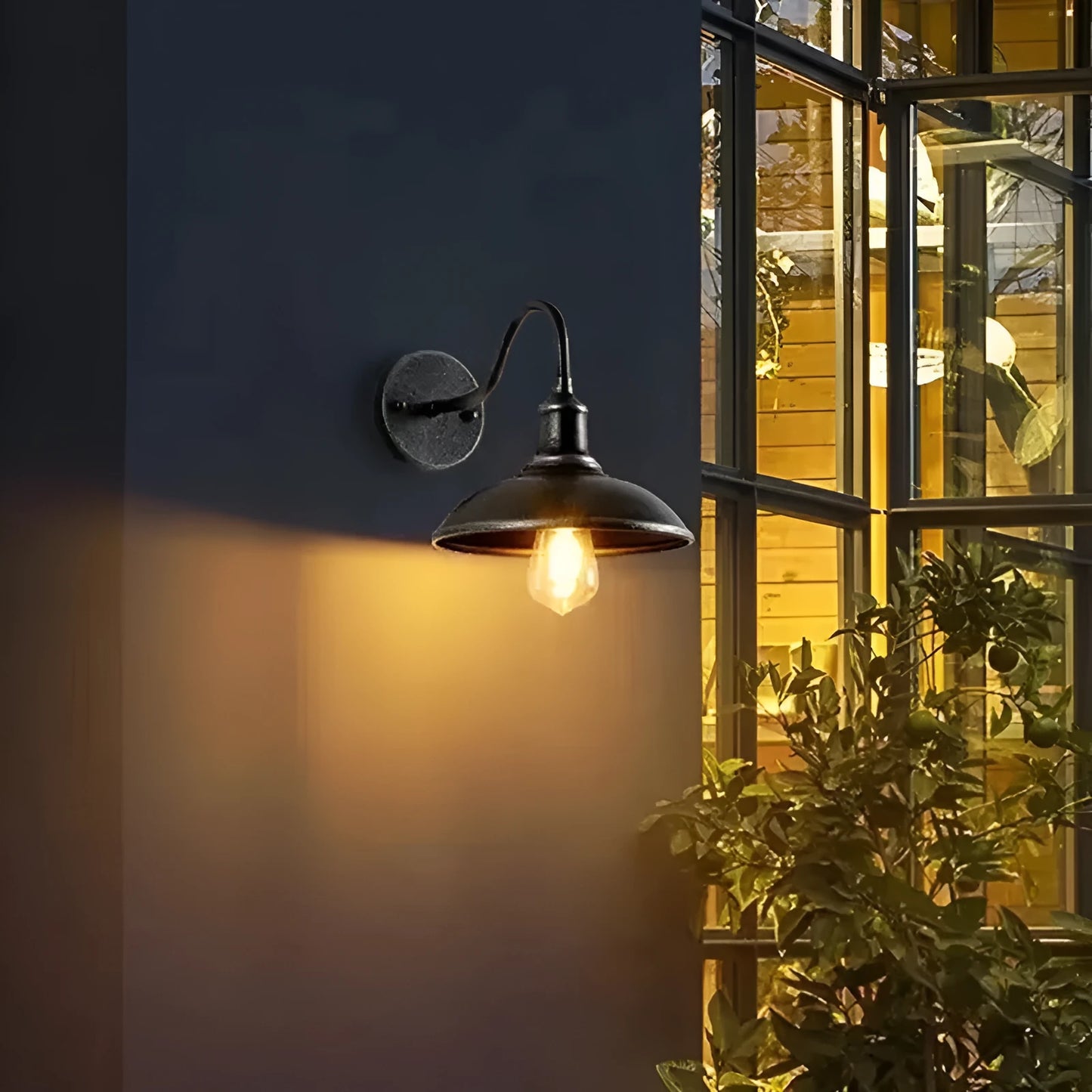 Retro style villa courtyard wall lamp in silver or copper finish with adjustable installation angles