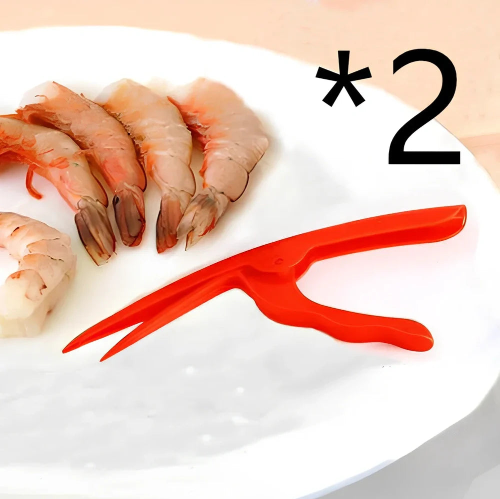 Stainless steel shrimp peeler tool with ergonomic handle for quick shellfish preparation