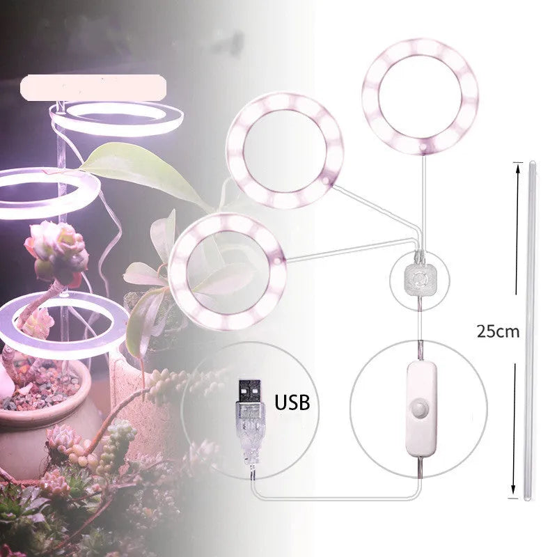 USB LED plant grow light with acrylic stick in multiple head configurations