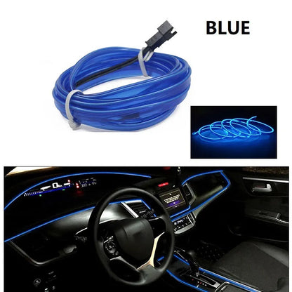 Car ambient light kit showing 6-metre LED light cable and USB driver for interior vehicle lighting.