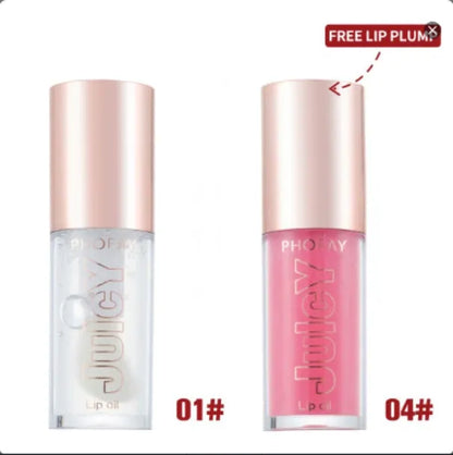 PHOFAY Juicy Lip Oil bottle with doe-foot applicator in non-sticky formula