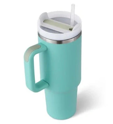 40oz stainless steel straw coffee mug with handle, ideal for travel