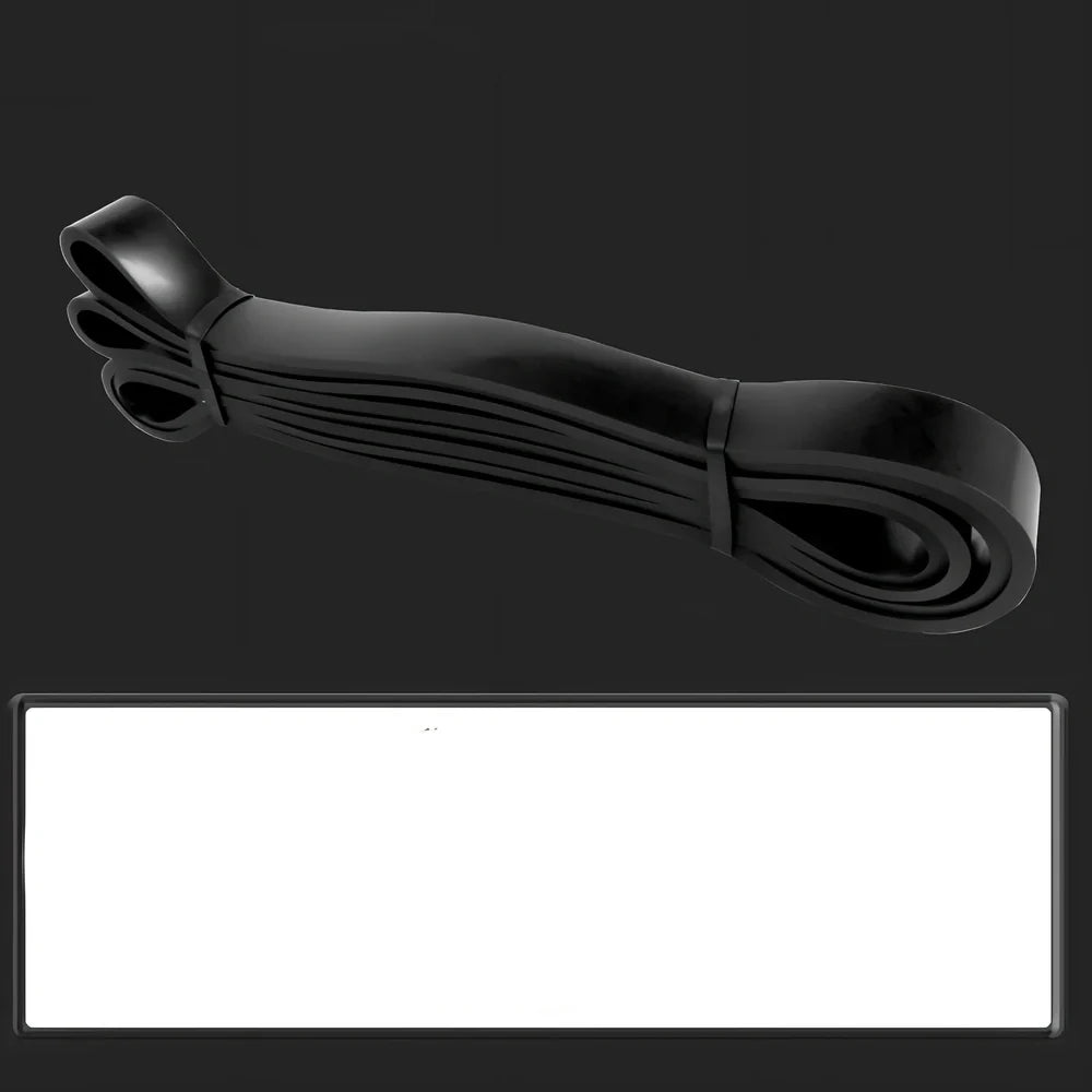 Fashion fitness stretch resistance band showing 2080mm length and multiple width options from 12mm to 45mm