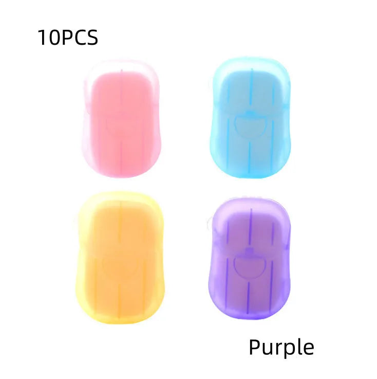 Disposable hand soap paper sheets showing 3.6x5.6cm size and multiple colour options