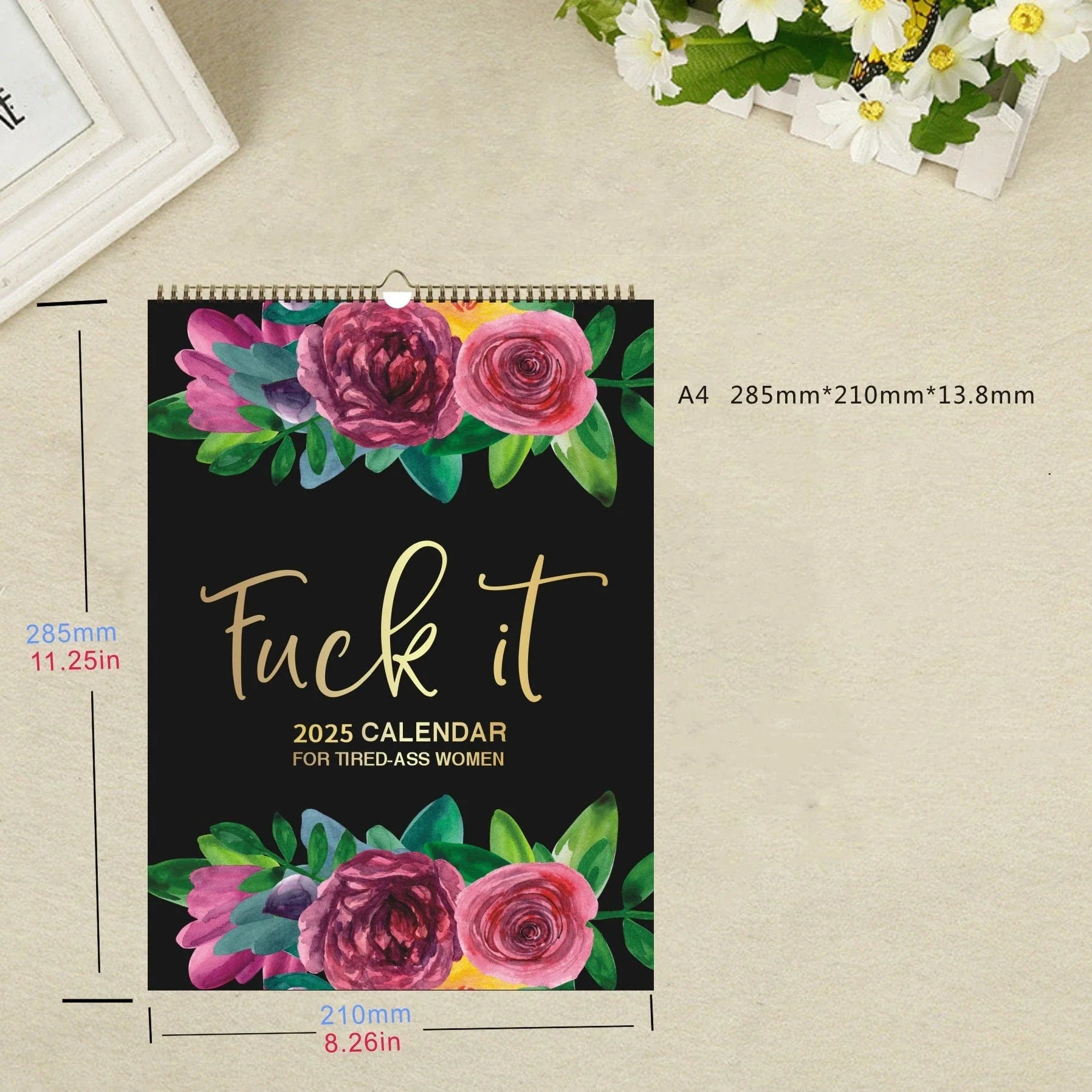 2024 Wall Calendar for Busy, Tired-Ass Women with Coil Binding, Monthly and Weekly Layouts, Meal Planner, and Humor-Filled Content