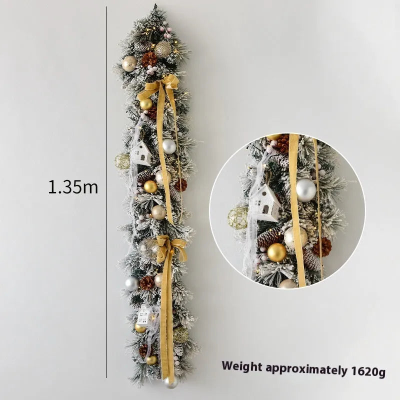 135cm European Style rattan Christmas wall hanging decoration in golden red, leaf golden, or rose pink colour variations